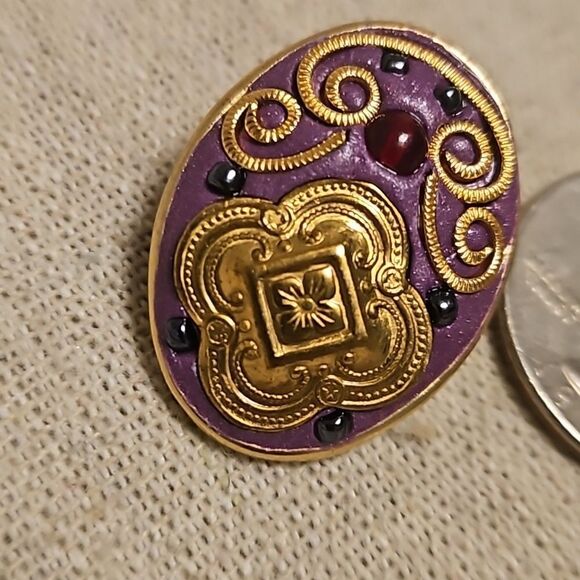 Antique Eduardian Austro-Hungarian OM Purple Clip-on Earrings - Picture 8 of 9